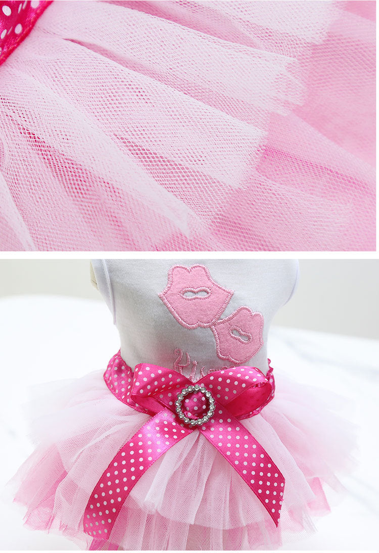 Pet Dog Lips Gauze Dress Princess Dress