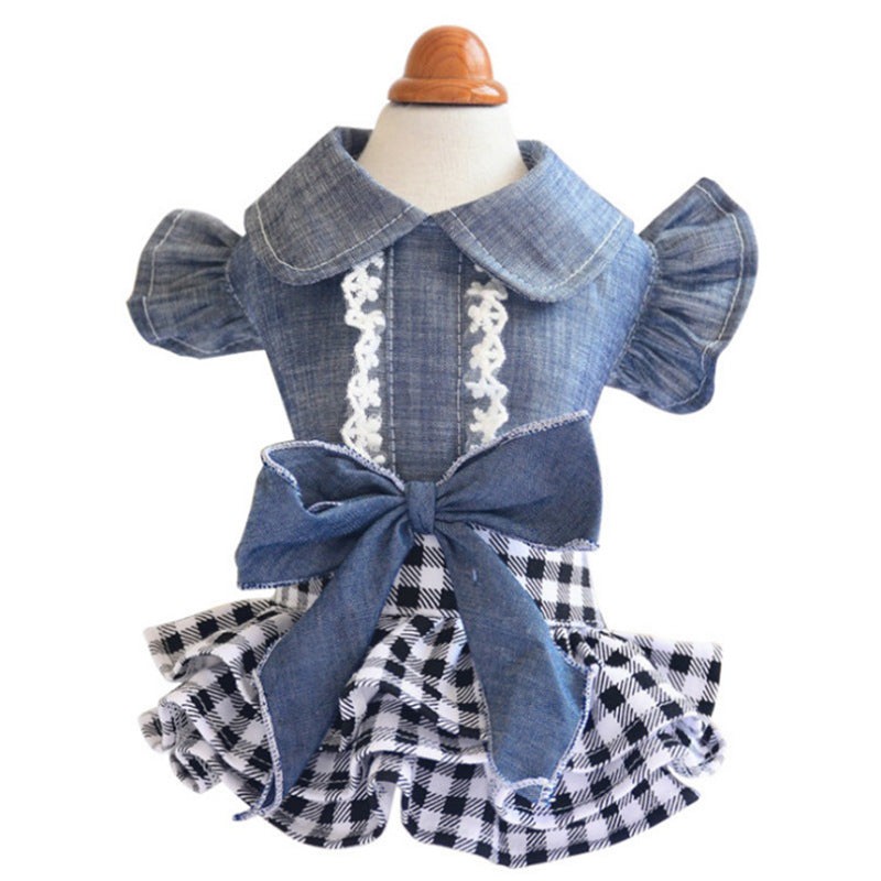 Summer Dress New Pet Denim Flying Sleeve Dress