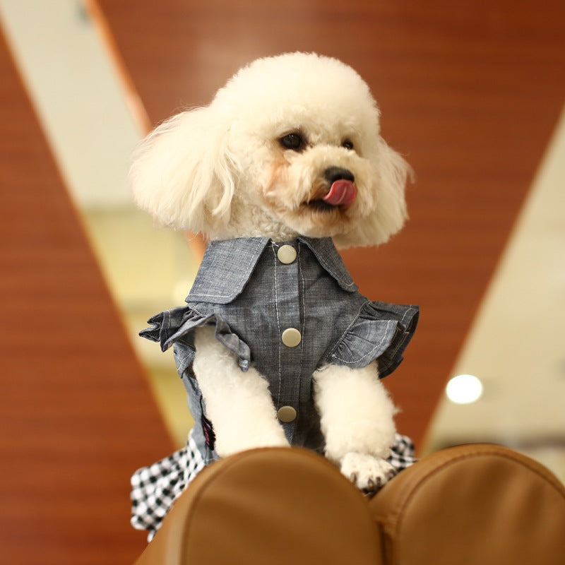 Summer Dress New Pet Denim Flying Sleeve Dress