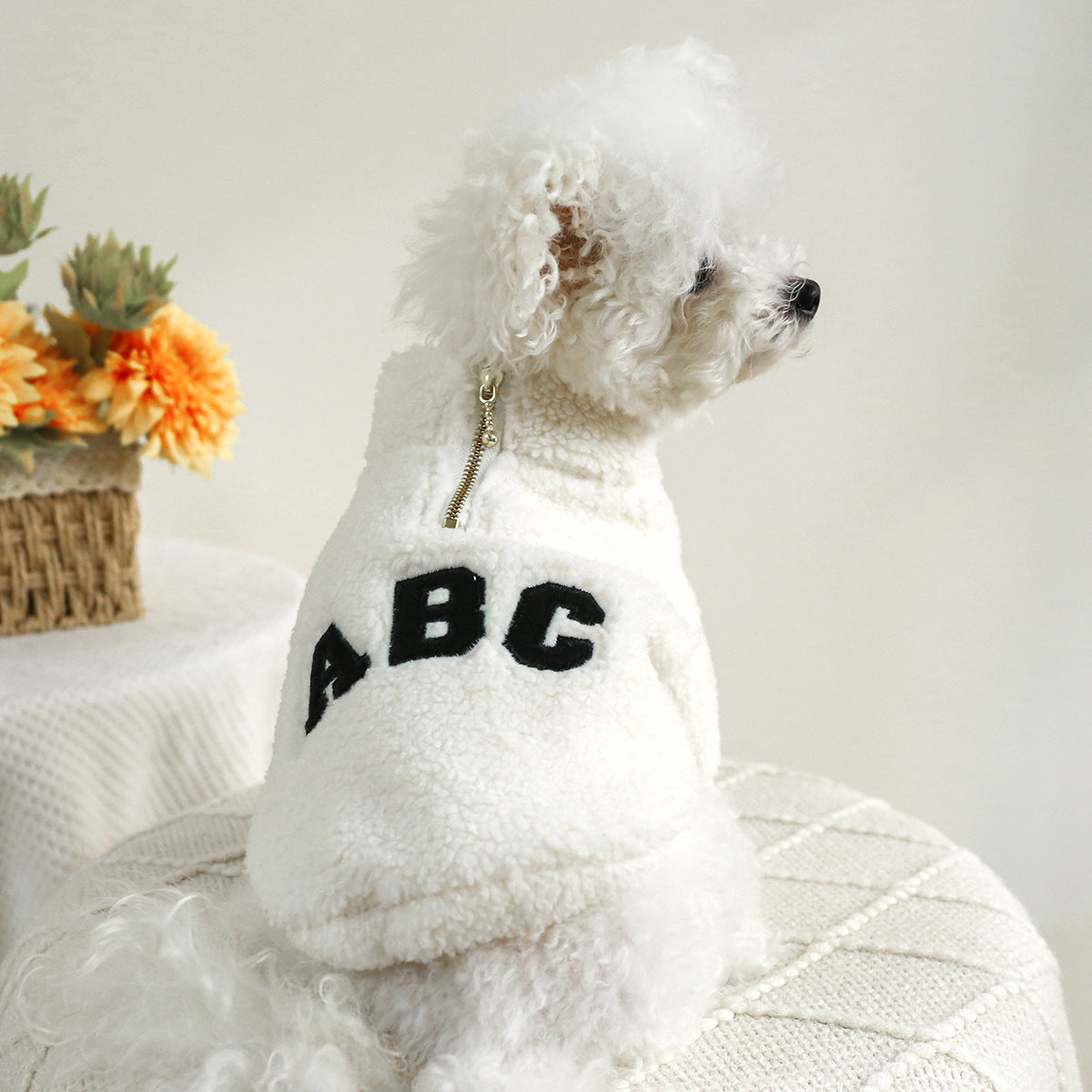 Pet Ring Dog Cat Clothes Autumn And Winter New Warm Zipper Coat