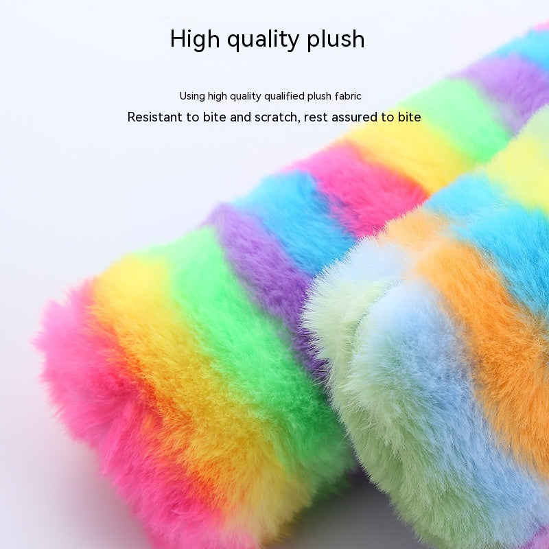 Rainbow Long Plush Cat Pillow Pet Toy