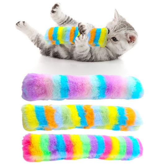 Rainbow Long Plush Cat Pillow Pet Toy